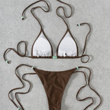 XS - L Halter High Leg Cut Strappy Bikini Female Swimsuit Women Swimwear Two-Pieces Bikini Set Bather Bathing Suit Swim V7004