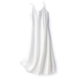 Women Evening Dress V Neck Low Cut Spaghetti Strap Solid Color Backless Dress-up Sleeveless Satin Wedding Party Midi Dress