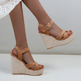 Wedges Sandals Women Summer 2026 Platform High Heels Gladiator Flip Flops Black Pink Knitted Party Shoes Female Large Size 45