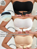 3PCS Daily Strapless Women's Bra Seamless Unlined wireless front closure Push-up bra Trendy Solid Comfortable Lingerie