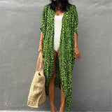 17 Colors Leopard Printed Colorful With Belt Tunic Cover-ups Beach Dress Beach Wear Beachwear Female Women Beach Cover Up V4510L