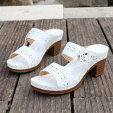 Plus Size 43 Summer High Heel Sandals Women Lightweight Hollow Out Thick Heeled Sandles Woman Outdoor Open Toe Casual Sandals