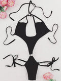 Women's Halter Neck Tie Elastic One - Piece Bodysuit