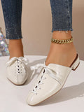 2026 New Retro Summer Brown Women's Slippers Thick Low Heels Square Head Lace Up Ladies Comfortable Outdoor Beach Sliders 35-45