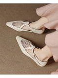 New Design Women T-Strap Sandals Square Toe Flats Buckle Breathable Mesh Casual Soft Leather Daily OL Shoes Plus Size 41 42 43