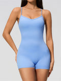 New Cross Back Yoga Jumpsuit Women Tight Sleeveless Hollow Out Sports One Piece Suit Butt-Lifting Shorts Fitness Bodysuits