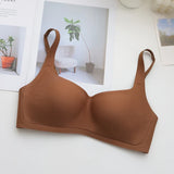 Retro Square Neck Crop Top Small Chest Gathering Seamless Invisible Bralette Summer Thin Soft Support Nude Bra Wirefree Comfort