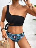 One Shoulder Bikini Set Sexy 2025 Swimsuit Women Solid Padded Swimwear Female Bathers Bathing Swimming Swim Suit Beachwear