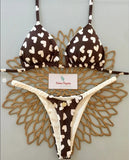 DEKA Sexy Green Floral Print Bikini Set Swimwear Women Braiding Rope Strap Patchwork Bandage Push Up Bathing Suit Thong Swimsuit