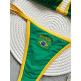 G-string Thong Brazilian Bikini Women Swimwear Female Swimsuit Two-pieces Bikini set Bather Brasil Flag Bathing Suit V6092
