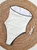 Sexy Bandeau One Piece Swimsuit Women White Patchwork Push Up Padded Slim Tummy Control Swimwear 2026 Beach Holiday Bathing Suit
