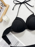 Underwired Bra Cup Halter High Waist Bikini Women Swimsuit Female Swimwear Two Pieces Bikini Set Push Up Bathing Suit Swim Lady