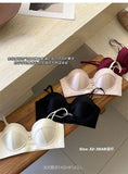 TikTok Viral MOYISU Summer Satin Bralette Strapless Push Up Bra&Set French Retro Anti Sag Lingerie Set Small Breast Support Gift