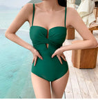 New One-piece Swimsuit Women Japan and South Korea Twist Bag Sexy Big Breasts Gathered Swimsuit