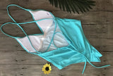 S - XXL V Neck Scrunch Butt Female Swimwear One Piece Swimsuit Women Backless Monokini High Cut Leg Bathing Suit Swim Bodysuit