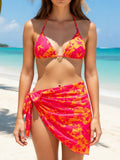 Halter Triangle String Bikinis 2026 Women Sexy Printed Swimsuit 3 Pieces Swimwear Female Bathers Bathing Swimming Swim Suit