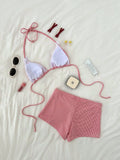 Sexy Blue Plaid Bikini Set 2026 Women Bow Strap Bandage Push Up High Waist Panties Swimsuit Beach Bathing Suit 2 Piece Swimwear