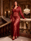 Plus Size Floral Lace Nightgown for Women Maxi Maternity Dress Big Size Beach Cover Up Swimwear Sheer Long Sleepwear Gown