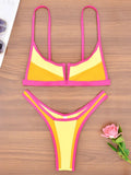 Splicing Denim V Shaped Thong Bikini Women Swimsuit Female Swimwear Two Pieces Bikini Set Bather Push Up Bathing Suit Swim Lady