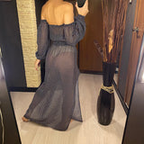 2026 Leopard Off Shoulder Long Sleeve 2 Pieces Set Beach Cover Up Cover-ups Beach Dress Beach Wear Beachwear Female Women V3728