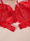 2Pcs/Set Lace Bra for Women Sexy Underwire Push-Up Bra Breathable Mesh Thin Soft Lingerie Adjustable No Lining Women's Bra