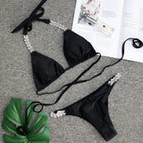 Sexy Halter Wrap Around Diamond Bikini 2026 Women Swimsuit Female Swimwear Two Pieces Bikini Set High Cut Bathing Suit Swim Lady