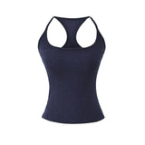 Early Spring New Style Hot Girl Pure Desire Sexy U-Neck Chest Pad Elastic Base Tank Solid Color Backless Sleeveless Top 6JYN