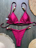 Cross Bandage Beads Bikinis 2026 Push Up Bra Bikini Women Swimwear Female Swimsuit Two-pieces Bikini Set Bathing Suit Swim Lady