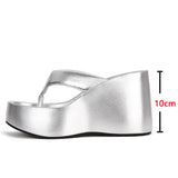 2026 Brand New Flip Flops Sandal Summer Black Platform Sandals Women Outdoor Slipper Wedges Slides 10cm High Heels Shoes Mules