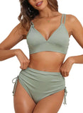 2026 Strappy Triangle Bikinis Women Sexy Swimwear Female High Waist Swimsuit Solid Bathers Bathing Swimming Swim Suit Beachwear