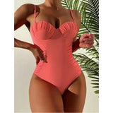 2026 One Piece Swimsuit Swimwear Women Sexy Push Up Pleated Solid Bathing Suit Beachwear New Maio Feminino Praia Banadores Mujer