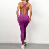 Seamless High-Waisted Peach Hip Yoga Jumpsuit for Women - Fast Drying Sweat-Wicking Tight Running Sports Jogging Gym Activewear