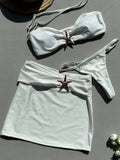 3 Pieces Starfish Thong Bikinis 2026 Solid Swimwear Female Sexy Solid Swimsuit Women & Beach Skirt Bathing Swimming Swim Suit