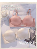 MOYISU 2025 Summer Bra Small Bust Strapless Anti Slip Half Cup Seamless Lift Enhancer Anti Sagging Breathable Invisible Bralette