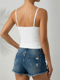 Lace neckline Women Sleeveless Camisole Built-in padding Adjustable thin straps Tank Top Summer Beathable Ladies Vest