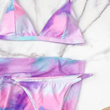 3 Piece Bikini Set Sexy Swimwear Swimsuit Women Triangle Colorful Tie Dye Bikinis Set Bathing Suit Beach Dress New Robe De Plage