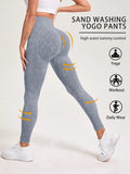 Retro Stone Wash Sportswear Woman Gym Yoga Pants Distressed Seamless High Waist  Women Sports Leggings Tummy Control Squat-Proof