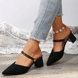 Zoki Sexy Pointed Toe Thick Heels Sandals Women 2026 Flock Slip On High Heel Party Shoes Woman Plus Size 42 Fashion Sandalias