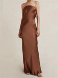 Women Evening Party Long Dress Backless Cut Out Strapless Straight Dress Summer Sexy Elegant Dresses