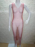 2026 New Fishnet Long Dress V-neck Mesh Sparkling Rhinestone Crystal Swimsuit Bikini Cover Up Beach Bathing Suit Women Cover Ups