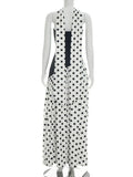 FDYOUI Elegant Bandage Polka Dot Patchwork Evening Dresses Women's 2026 Summer Off Shoulder High Slit Pleated Long Party Dress