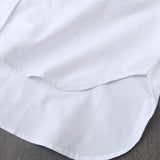 Women Mid Length Shirt Cartoon Embroidery Loose Irregular Hem Turn-down Collar Single-breasted Sun Protection Long Sleeves Top
