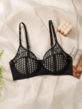 Women's sexy mesh bra with steel rims gathered push ups breathable shoulder straps adjustable close fitting underwear YS2814