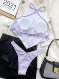 DEKA Summer Irregular Style Bikinis Set Women New Solid Hollow Push Up Swimsuit Sexy Brazilian Swimwear Female Biquini Beachwear