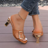 CEYANEAO Women's Mama Shoes Sandals Women 2026 New High Heel Heel Muller Sandals Metal Larger Sizes 43 For Women