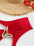 Sexy Black Hollow Out Bikini 2025 Women One Shoulder Metal Designer  Backless Thong One Piece Swimsuit Summer Bathing Suits