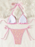 Sparkling Sequins Halter High Leg Cut Bikini Women Swimwear Female Swimsuit Two-pieces Bikini Set Bather Bathing Suit Swim Lady