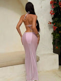 Sexy Mesh Long Skirt 3 Piece Bikini Set Women Pink Metal Starfish Push Up Bra Thong Swimsuit 2026 Bathing Suit Holiday Swimwear