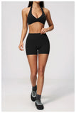 Summer Yoga Sets Women Front Cross Sports Bra Exercise Suits Outwear Lifting Buttocks Abdominal Compression Shorts Fitness Set