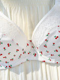 Wide Straps Plus Size Women's underwear set Flowers Lace Unlined Underwire Support Bra Comfort Lace Panties Lingerie Set